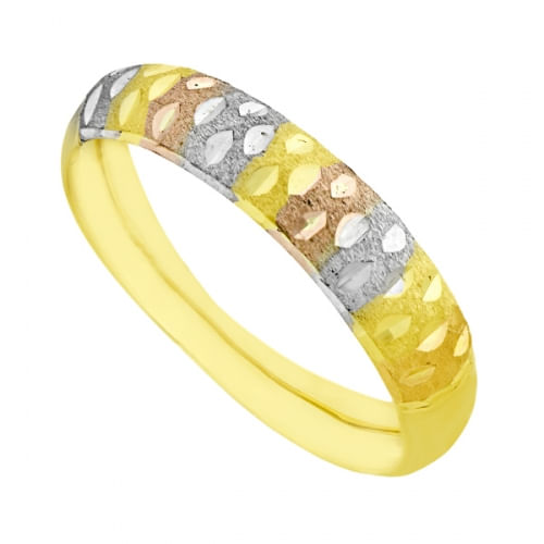 Anel em Ouro 18k Aparador Tr u00eas Tons com Frisos joiasgold Ordenar Armario Konmari ~ Anel em Ouro 18k Aparador Tr u00eas Tons com Frisos joiasgold