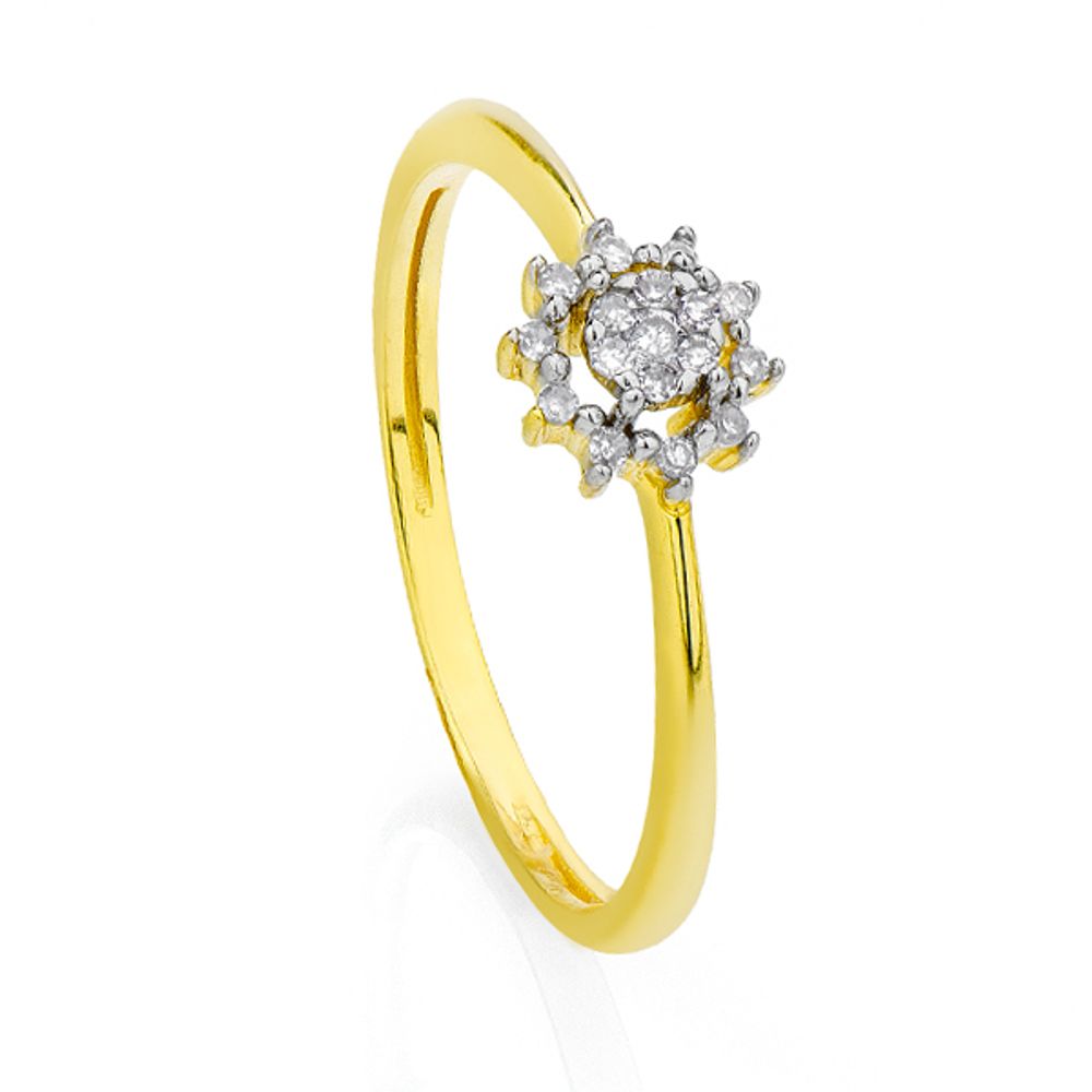 Anel de ouro 18k chuveiro flor com diamantes an31990