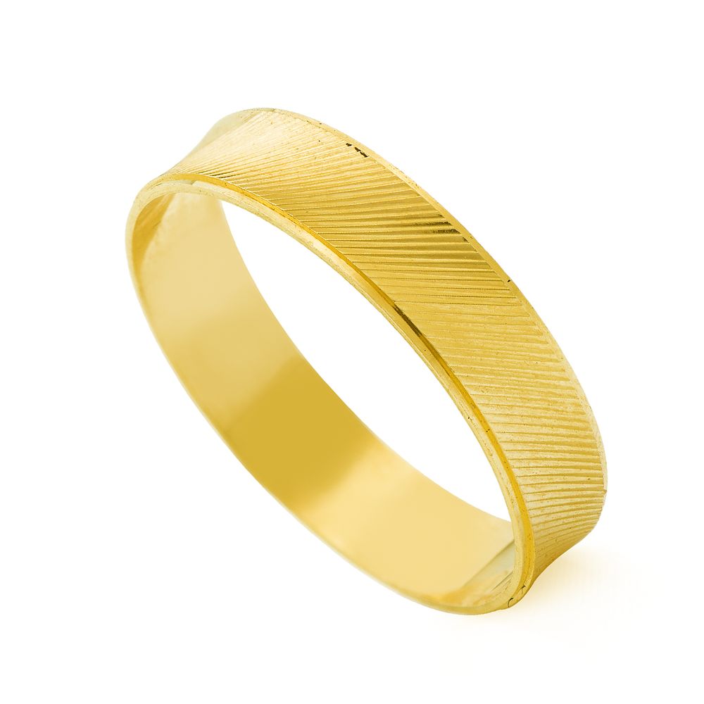 Aliança de Casamento de Ouro 18k Frisada Feminina eavf40