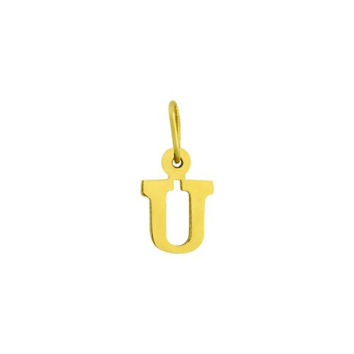 Pingente de Ouro Dezoito Kilates Letra U Joiasgold