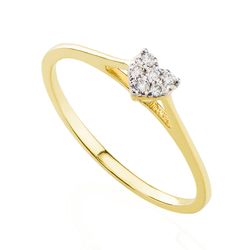 Anel de Ouro Dezoito Kilates Chuveiro Coração com 6 Diamantes Joiasgold