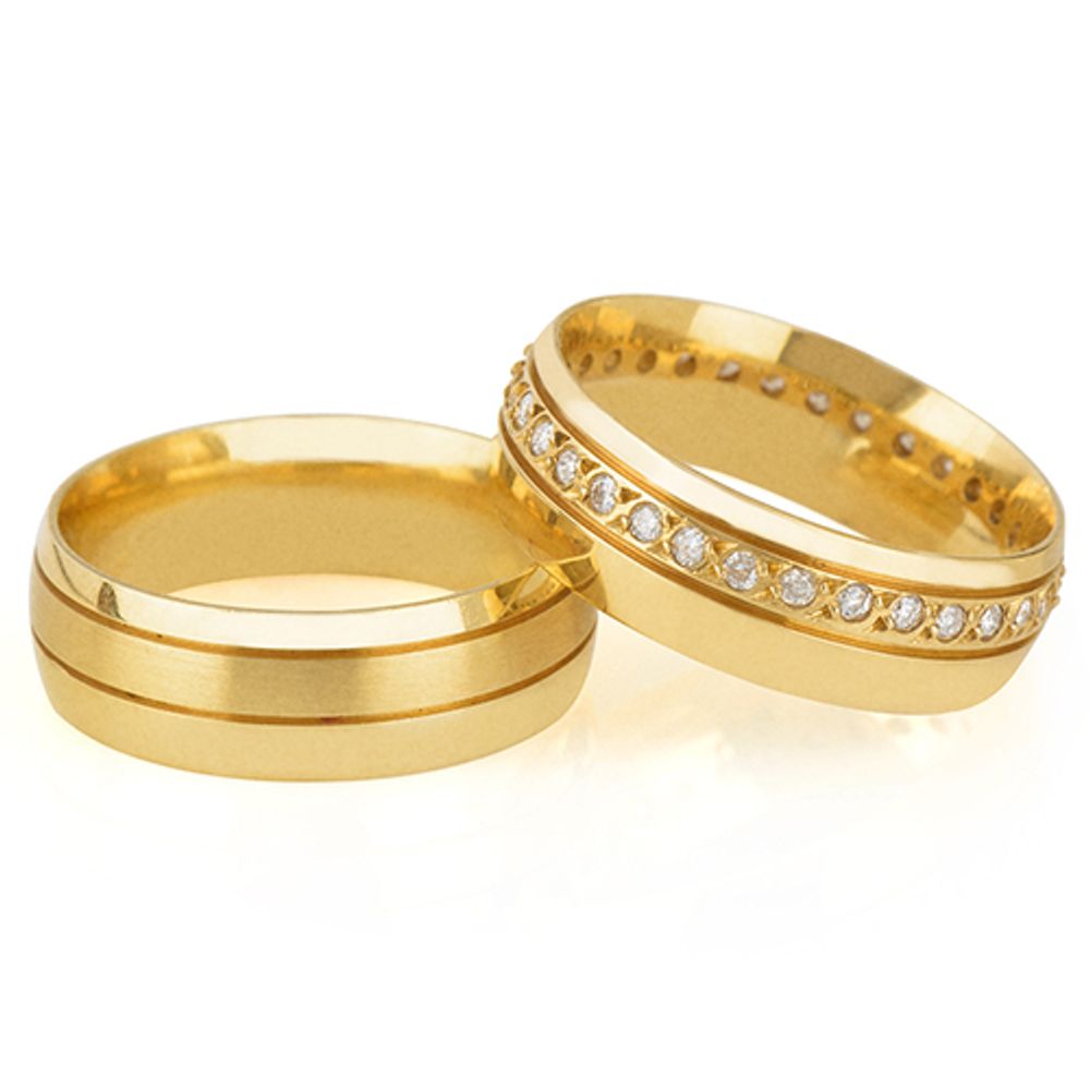 Aliança de casamento em ouro 18K 750 e madeira