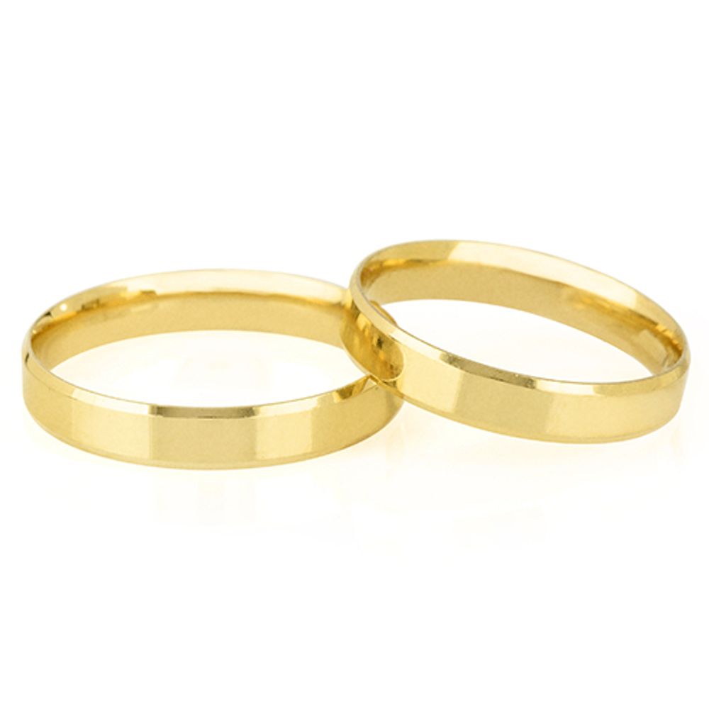 Alianças de Casamento New Jersey chanfrada em Ouro [3,5mm]