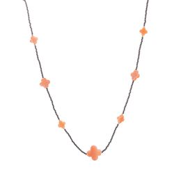 Gargantilha-em-Ouro-18k-Flor-Quartzo-Pessego-com-Espinelio-ga04669--joiasgold