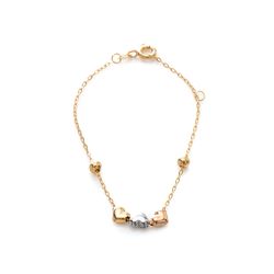 Pulseira-de-Ouro-18k-Infantil-com-Coracoes-Tricolor-e-13cm-pu05103-joiasgold
