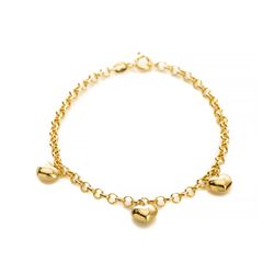 Pulseira-de-Ouro-18k-Coracoes-Lisos-Portuguesa-15cm-pu05277-Joias-Gold
