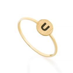 Anel-de-Ouro-18k-Letra-U-Fosco-com-Rodio-Negro-an36909-JOIASGOLD