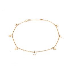 Tornozeleira-de-Ouro-18k-Coracoes-Lisos-Pendurados-26cm-to00234-joiasgold
