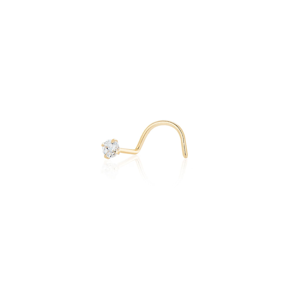 Piercing de Nariz em Ouro Branco 18k com Zircônia ac06919 - Joiasgold Mobile