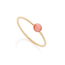 Anel-de-Ouro-18k-Coral-Cabuchon-4mm-Aro-Torcido-an37604-Joias-gold