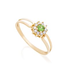 Anel-de-Ouro-18k-Formatura-Flor-Zirconia-Verde-e-Branca-an37637-JOIASGOLD