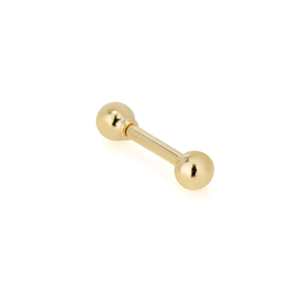 Piercing De Orelha Reto Bolinha 3mm Ouro 18k 750