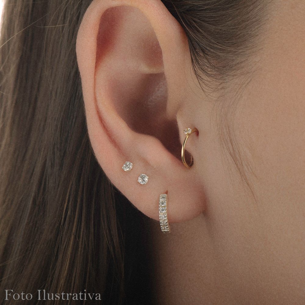 Piercing de Ouro 18k Orelha Meia Argola com Zircônias ac07633 - Joiasgold  Mobile