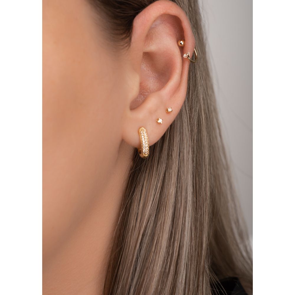 Piercing Orelha de Ouro 18K Pérolas Fio Veneziana - Joiasgold Mobile