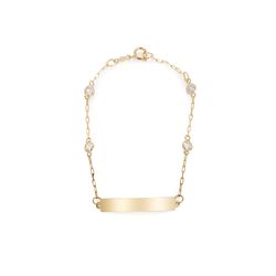 Pulseira de Ouro Dezoito Kilates Placa Infantil com Zircônias 3mm com 15cm Joiasgold