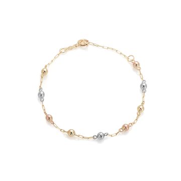Pulseira-de-Ouro-18k-infantil-Bolas-Tricolor-3mm-15cm-pu06109-joiasgold