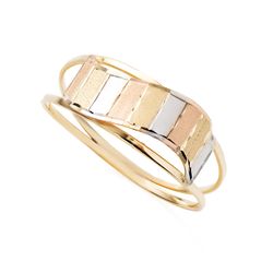 Anel de Ouro Dezoito Kilates Trabalhado Tricolor Joiasgold