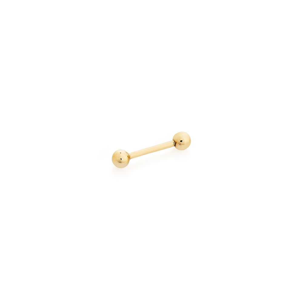 Piercing De Orelha Reto Bolinha 3mm Ouro 18k 750