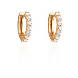 Argola de Ouro dezoito kilates  Zircônias Joiasgold