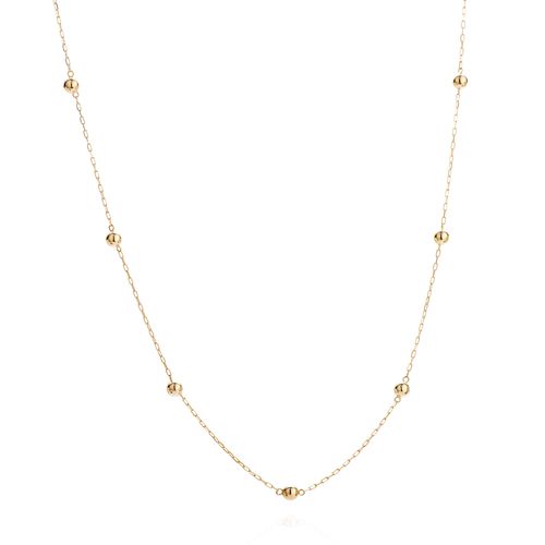 Gargantilha-de-Ouro-Dezoito-Kilates-Bolas-de-4mm-Malha-Cartier-45cm-Joiasgold