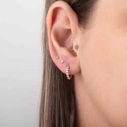 Argola de Ouro dezoito kilates  Zircônias Joiasgold modelo