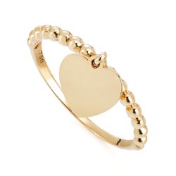 Anel de Ouro dezoito kilates Aro Bolinha com Coração Joiasgold