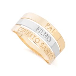 Anel de Ouro Dezoito Kilates Pai, Filho e Espirito Santo Joiasgold