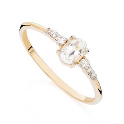 Anel de Ouro Dezoito Kilates Cristal com Diamantes Joiasgold