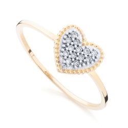 Anel de Ouro Dezoito Kilates Chuveiro Coração com Diamantes Joiasgold