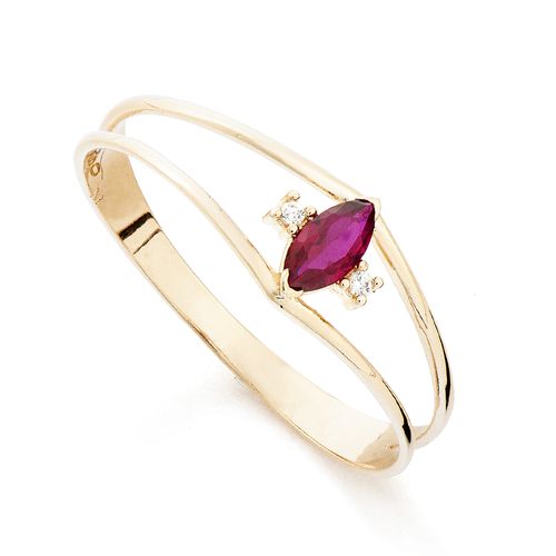 Anel de Ouro Dezoito Kilates Formatura com Zircônias Joiasgold