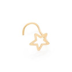 Piercing de Ouro Dezoito Kilates Orelha com Estrela Vazada Joiasgold