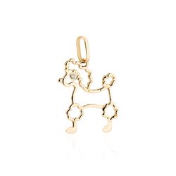 Pingente de Ouro Dezoito Kilates Cachorro Poodle com Diamante Joiasgold