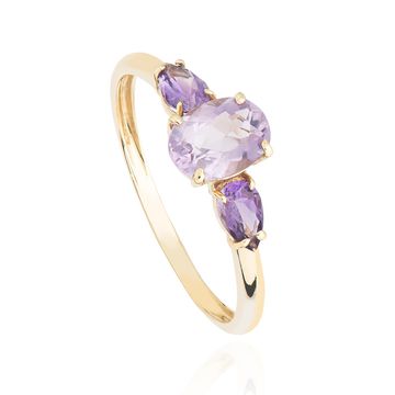 Anel de Ouro Dezoito Kilates Ametista Lavanda Joiasgold