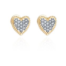 Brinco de Ouro Dezoito Kilates Chuveiro Coração com Diamantes Joiasgold