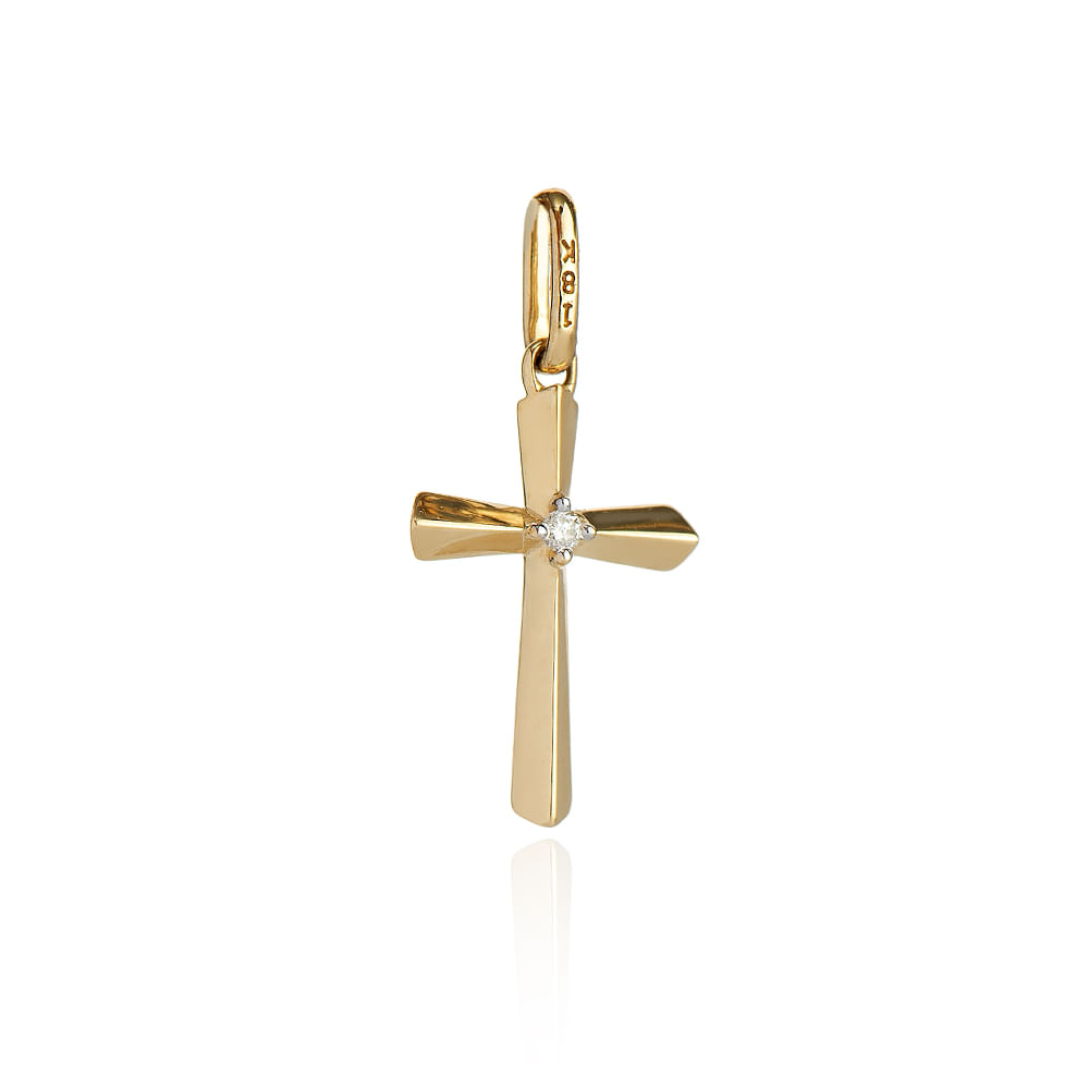 Pingente de Ouro 18K Cruz com Diamante Joiasgold Joiasgold Mobile