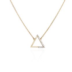 Gargantilha de Ouro Dezoito Kilates Triângulo com Diamantes 45cm Joiasgold