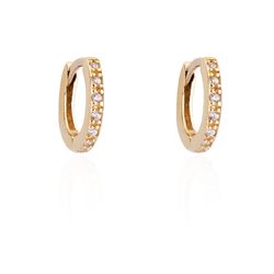 Brinco de Ouro Dezoito Kilates Argola com Zircônia Joiasgold
