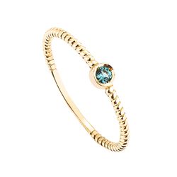 Anel de Ouro Dezoito Kilates Zircônia Azul Aro Trabalhado Joiasgold