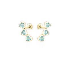 Brinco-de-Ouro-Dezoito-Kilates-Coracoes-com-Zirconia-Azul-Joiasgold