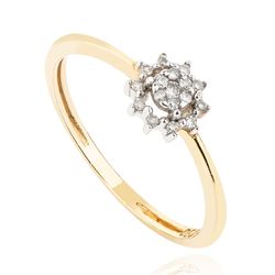 Anel de Ouro 18k Chuveiro Flor com Diamantes Joiasgold
