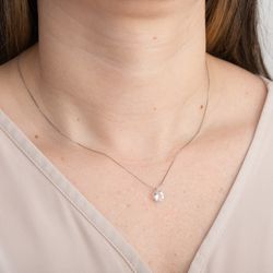 Pingente de Ouro Branco Dezoito Kilates Gota Ametista Lavanda Joiasgold