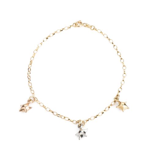 Pulseira de Ouro Dezoito Kilates com Berloques de Estrelas 19cm Joiasgold