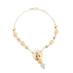 Pulseira de Ouro Dezoito Kilates Terço Placa N. Sra. Aparecida 18cm Joiasgold