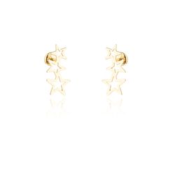 Brinco de Ouro Dezoito Kilates Estrelas Joiasgold