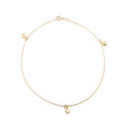 Tornozeleira de Ouro Dezoito Kilates com 3 Pingentes de Sol Joiasgold