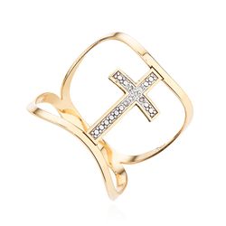 Anel de Ouro Dezoito Kilates Cruz com 6 Diamantes Joiasgold