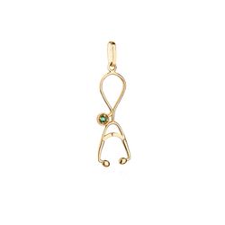 Pingente de Ouro Dezoito Kilates Estetoscópio com Zircônia Verde Joiasgold