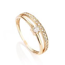 Anel de Ouro Dezoito Kilates Aparador com Solitário Zircônia Joiasgold