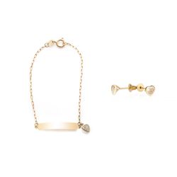 conjunto-ouro-dezoito-kilates-pulseira-placa-brinco-coracao-zirconia-joiasgold