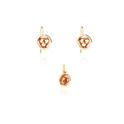 conjunto-ouro-tricolor-dezoito-kilates-brinco-pingente-flor-joiasgold